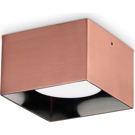 SPIKE QUADRATO FARETTO 1 LUCE ATTACCO GX53 LAMPADINA INCLUSA RAME