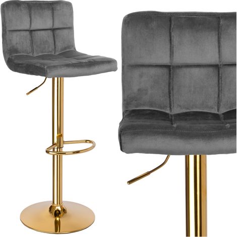 Barhocker Arako Gold aus Graphit-Samt