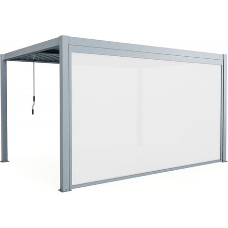 Store latéral 370x218 cm pergola X-Metal PVC polyester gris (1/5)