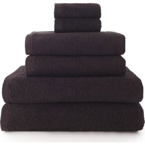 Plafonnier Cristal Lot de 6 Serviettes - 100% Coton - 500 G/m² - Noir - Ensemble Bain Douche Toilette - Absorption LEGGING SEXY (1/2)