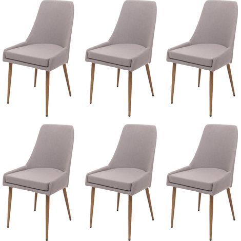 [NUNCA USADO] Juego de 6 silla de comedor HHG-069, silla de cocina silla tapizada, tela/textil (280g/m²) metal, gris claro (1/5)