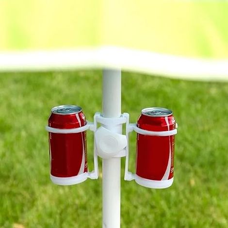 Portabicchiere per ombrellone da spiaggia – plastica – gancio – 4 punte – portabottiglie – antivento – patio / piscina / giardino