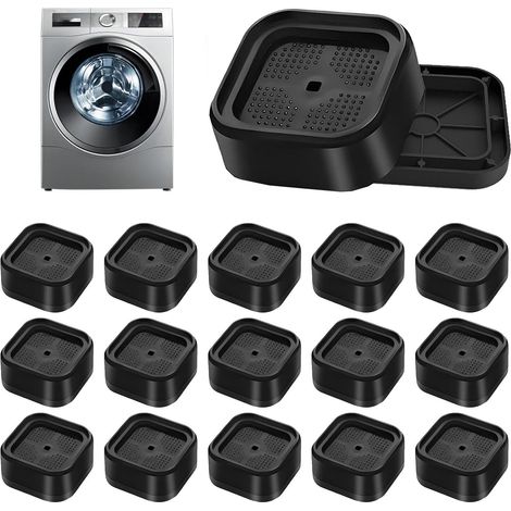 Waschmaschinenfüße, 16er-Pack, verstellbare Möbelerhöhungen, stapelbar mit rutschfester Gummibasis, Erhöhungen für Waschmaschinen, Betten und Sofas (schwarz/quadratisch) (1/5)