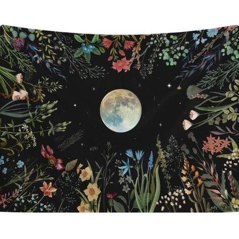 130x150cm Jardin au clair de lune Tenture Murale Tapisserie pour la Nature Décorations Couvrelit Courverture pour la Maison Salon Chambre Dortoir Décor (1/5)