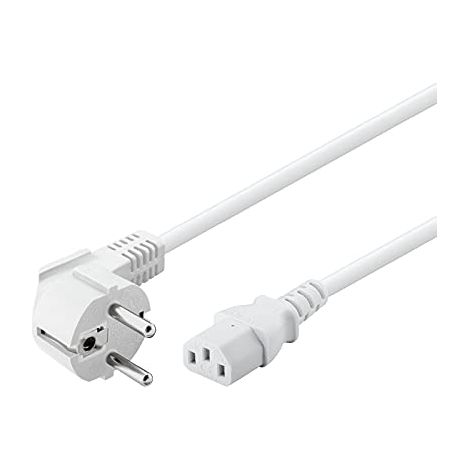 Cavo di collegamento angolare con presa C13, 3 m, bianco, spina di terra (tipo E/F, CEE 7/7) 90° Presa dispositivo C13 (connessione IEC). Lunghezza del Cavo 3 m (1/4)