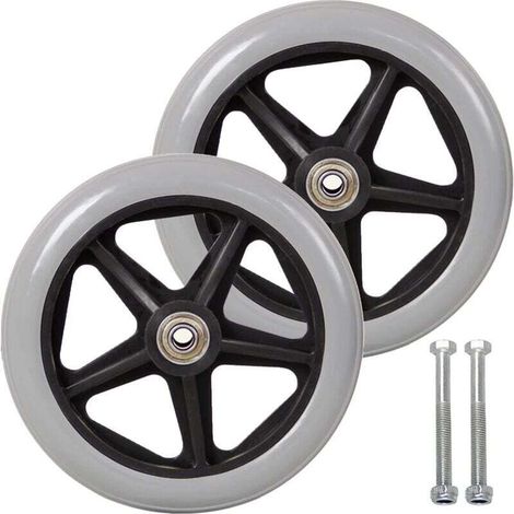 [NEVER USED] 7 Inch Front Caster, 2pcs Wheelchair Replacement Wheels, Non-Slip Solid Tire, 170mm Gray in Black, Wheels for Wheelchairs, Rollators, Walkers（Gray）