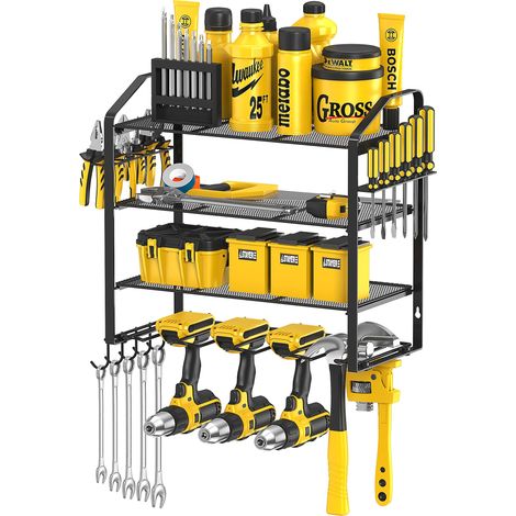 Organisateur d'outils électriques - Rangement d'outils - Support mural - Batterie - Perceuse-visseuse à percussion - Perceuse électrique - Fixation murale - Organisation de tournevis (1/5)