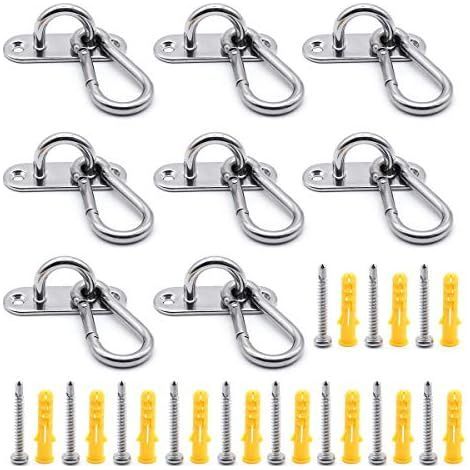 CSPARKV 16pcs 60mm Ceiling Hook, M6 Stainless Steel Eye Plate (8 Pcs) and M6 Carabiners (8 Pcs), 60mm Long Ceiling Hook Combination, Ceiling Fixing