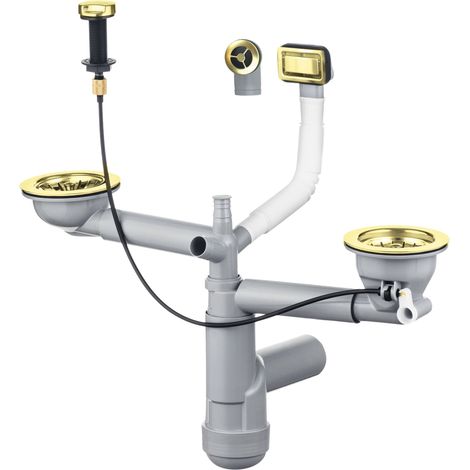 Kit di scarico per lavello due vasche in colore oro lucido Deante SPACE LUX ZXYZ912 Oro (1/2)