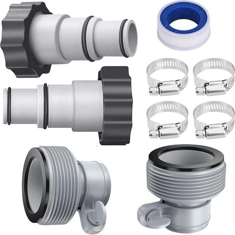 Adaptateur Tuyau Piscine 2 Type A Et 2 Type B, Adaptateur Tuyau Piscine 32 38, Avec 4 Colliers De Serrage Inox, Pour Filtres À Sable Et Systèmes D'eau Salée (1/5)