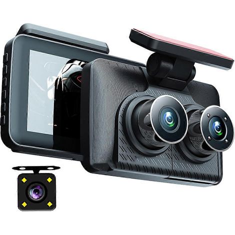 Grabadora DVR para coche IPS HD 1080P de 4 pulgadas, cámara de salpicadero, visión nocturna infrarroja, gran angular, monitor de aparcamiento, cámara frontal, interior y trasera. (1/5)