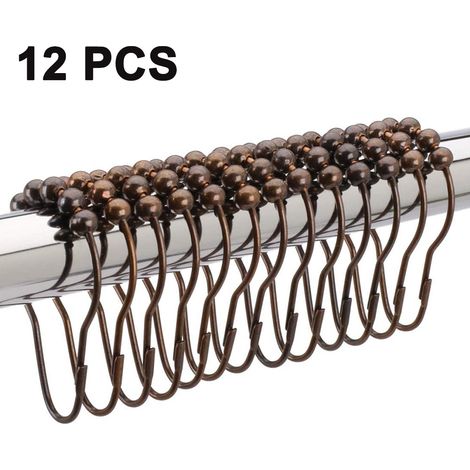 Anneaux de fixation pour rideau de douche, anneaux métalliques antirouille pour tringles et rideaux de douche - Lot de 12