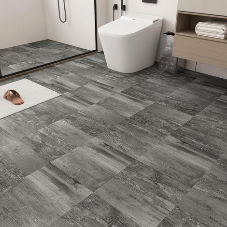 Dalle PVC Adhésive Sol Bois Gris Cuisine 30X30cm 15 Pièces 1.35m² Revetement de Sol Carrelage Adhesif Effet Bois Carreaux Adhésifs Gris Autocollant Carrelage Salle de Bain (1/5)