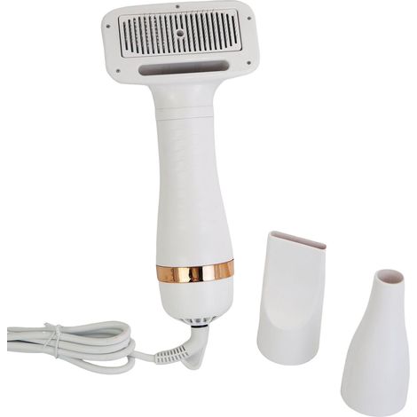 Brosse séchoir à poils pour chien 3 en 1 avec bouton de déverrouillage, 300 W, protection contre la surchauffe, température réglable, portable, idéale pour le toilettage à domicile et en voyage, prise (1/5)