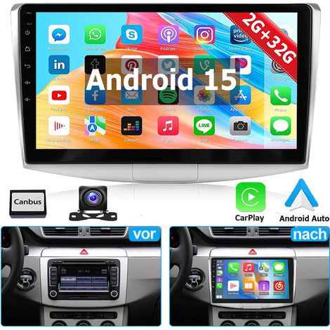 Pour VW Passat B6/B7/CC Carplay Android 14 Autoradio GPS Navi Radio BT RDS - 2+32G CAM