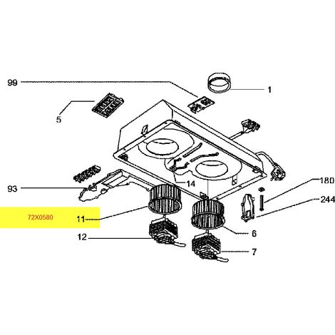 TURBINE GAUCHE HORAIRE POUR HOTTE FAGOR - 72X0580