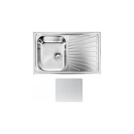 CM 011491-SCSSX Cometa Lavello da Incasso 1 Vasca Sinistra con Gocciolatoio Destro Acciaio Inox Antigraffio (79x50x19 cm) colore Inox (1/5)