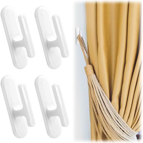 4PCS Embrasse pour Rideaux Adhésives Crochet Rideaux sans Perçage Plastique Crochet Adhésif Rideau à Fixer Au Mur Embrasses de Rideaux de Fenêtre pour Cordon Aveugle La Maison, Le Bureau, Les Stores (1/5)