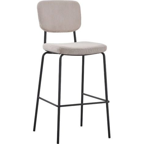 Sgabello imbottito colore taupè e gambe metallo nero 111H cm - Lusys (1/4)