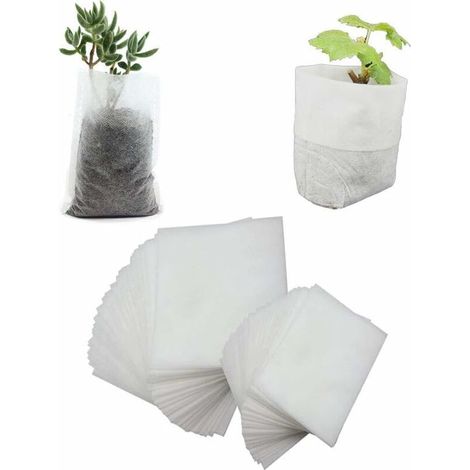 500 Pcs Sacs à Plantes Non tissé, Sacs Biodégradables Tissu Non Tissé pour Plantes Semis Sacs de Croissance d'élevage pour Les Tomates, Les Fleurs, Les Plantes et Plus - Blanc - 8 × 10 cm (1/5)