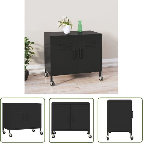 Armoire de rangement Design moderne, Armoire Etagère de rangement, Noir 60x35x56 cm Acier OIB8838E (1/5)