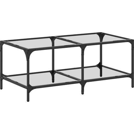 Couchtisch mit transparentem Glasoberteil 98,5x50x40cm Stahl