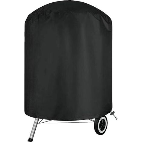 Round protective cover for outdoor barbecues, UV resistant and waterproof, made of Oxford fabric, Ø 61 x 72 cm, compatible with most barbecues, black (1/4)