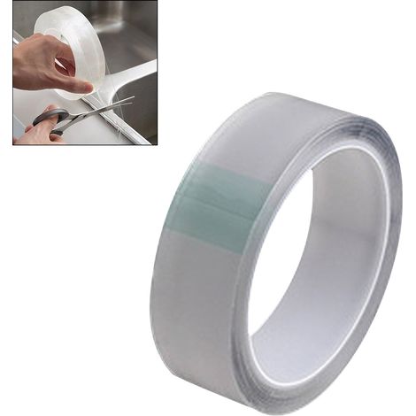 Ruban d'étanchéité transparent auto-adhésif, résistant à l'eau et aux moisissures, forte adhérence, pour évier, salle de bain et piscine (1/5)