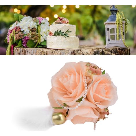 Boule de roses artificielles, accessoire de photographie innovant avec grelot, plume et champagne (1/5)