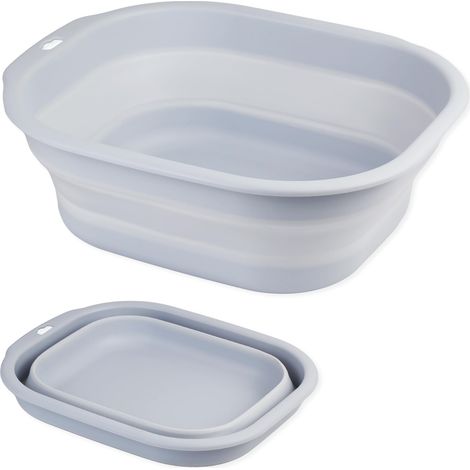 Ensemble lavabo pliable, 2 pièces, lavabos pliables de petite à moyenne taille, lavabos portables en plastique (bleu clair)