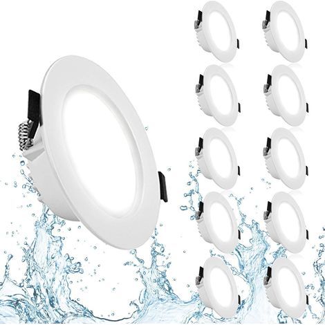RHG 7W Extraflacher LED-Einbaustrahler, IP44 LED-Einbaustrahler für Badezimmer, Neutralweiß 4000K, Ultradünn 35MM, Extraflacher LED-Strahler AC85-265V, 550LM, Integrierte LED für Küche, 10 Stück. (1/5)