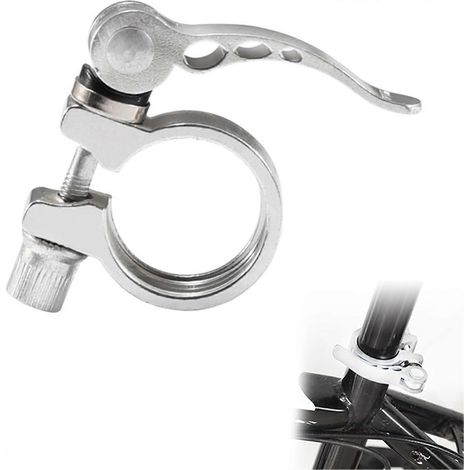 Collier de serrage rapide pour tige de selle de vélo, collier de serrage rapide pour tube de selle, collier de serrage en aluminium argenté 31,8 mm (1/5)