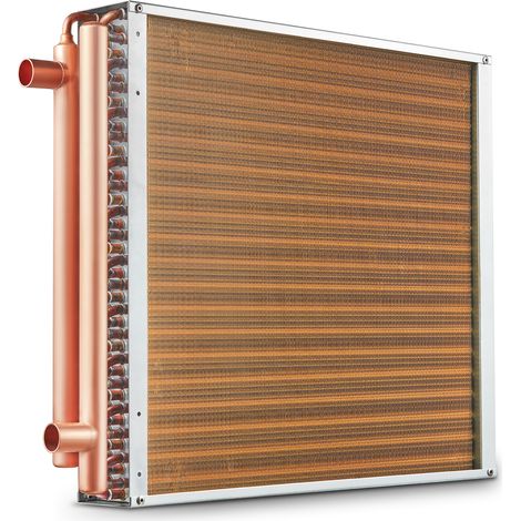 VEVOR Scambiatore di Calore Acqua-Aria, con Alette in Alluminio 242 per Forni a Legna Esterno, Riscaldamento e Raffreddamento Residenziale ad Aria Forzata Porte Rame 3 File 9,53 mm 50,8 x 50,8 cm
