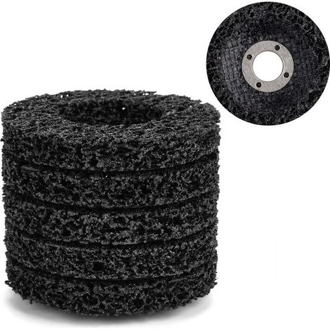 SJLERST Lot de 5 Disques Abrasifs pour Meuleuse 100 mm 60 Poly Strip Disc Outil de Nettoyage pour Enlever Rouille/Peinture/Ecaillage,noir (1/5)
