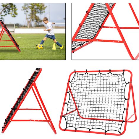 Jiubiaz 2er Set Fußball-Rückprallnetz mit Stahlrohrrahmen, verstellbarer Neigungswinkel, PE-Netz, Rebounder für Pass-, Schuss- und Reaktionstraining, Rot, 103 x 100 x 72 cm