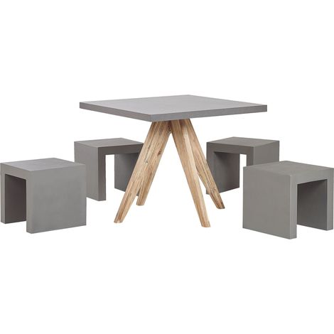 Garden Dining Set with Stools 4 Seater OLBIA/TARANTO Concrete Grey (1/5)