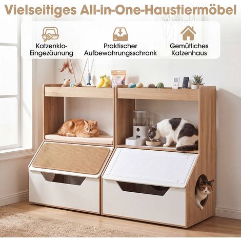 3-in-1 Cat House Cabinet with Cushion and Scratching Pad (1/5)