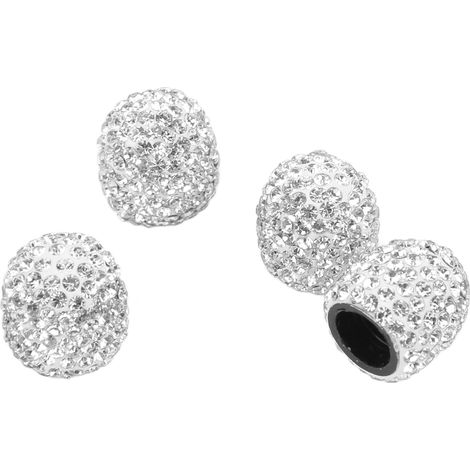 Lot de 4 embouts de valve chromés 15mm, capuchons d'air pour pneus, déco universelle auto et moto, argenté (1/5)