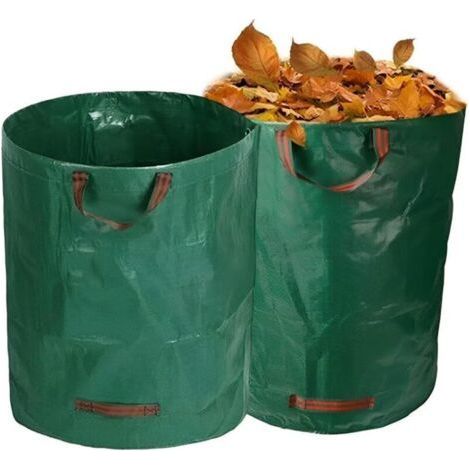 Grüner Laubsack 80x80cm, 2 Stück, 400L, wiederverwendbarer Gartenabfallbehälter, geeignet für Rasen, Garten, Camping (1/4)