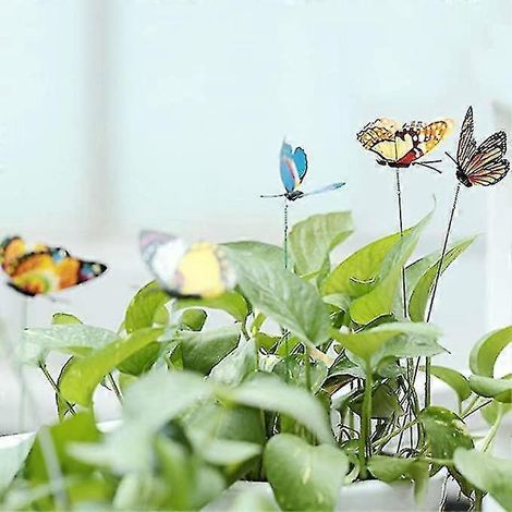 15 künstliche Schmetterlingsstecker, Gartendekoration für Hof, Rasen und Pflanzen, zufällige Farbe & Stil