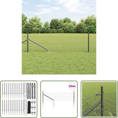Poteaux de clôture - Poteau de clôture. Gris 50 x 0,4 m (maillage de 13 mm) (1/5)