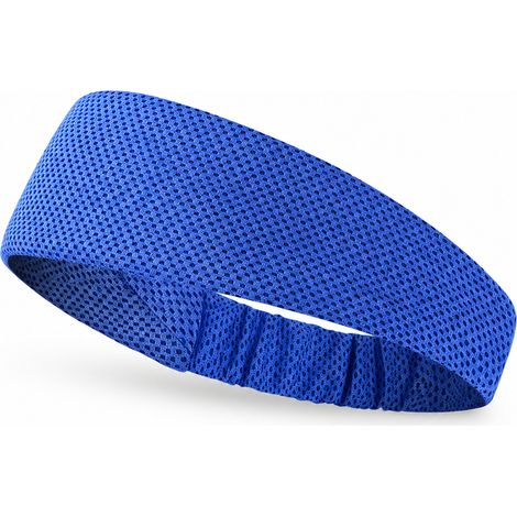 Serre-tête de sport absorbant l'humidité, bande élastique pour la course à pied, serre-tête respirant pour le fitness, yoga, salle de sport, tennis et séances d'entraînement, Bleu royal (1/5)