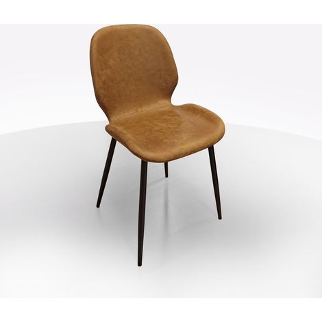 SEDIA MOD. VANNA IN METALLO NERO E TESSUTO VINTAGE CUOIO (1/5)