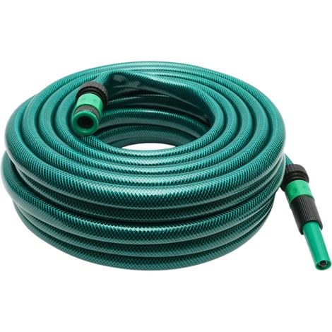 Set tubo da giardino in PVC intrecciato 3/4 pollice – 20 m, con ugello spruzzatore regolabile, connettori e adattatore rubinetto 3/4 pollice – Breckner Germany (1/5)