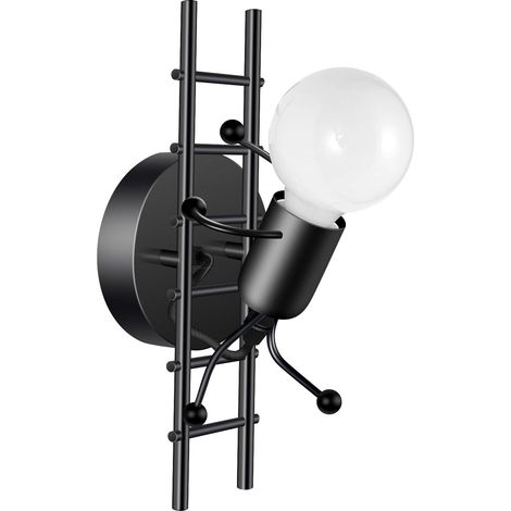 Wandleuchte für den Innenbereich, kreative humanoide Kletterwandlampe, moderne Eisenwandleuchte E27, für Kinderzimmer, Flur, Restaurant, Treppenhaus, Küche (schwarz)