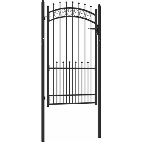 vidaXL Portail de clôture EMMEN avec pointes en acier 104 x 134,5 cm noir