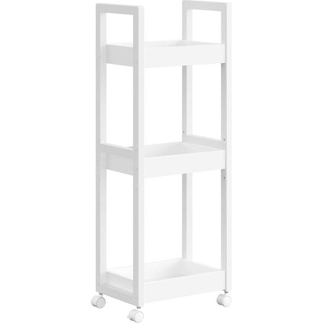 Chariot de rangement étagère mince salle de bain gain de place 20 x 30 x 80 cm en MDF blanc (1/2)