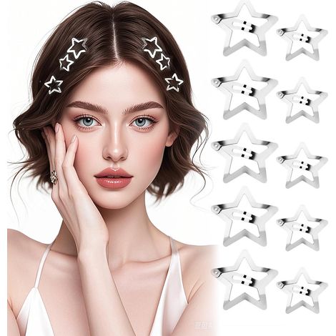 Lot de 20 pinces à cheveux en forme d'étoile argentée pour fille (1/5)