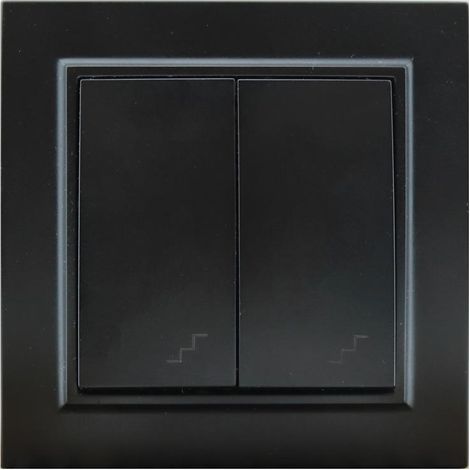 IluminaShop - Interruptor Empotrable Doble Conmutado Negro Marco Incluido IP20 Serie wLine (1/3)
