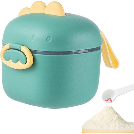 2 distributeurs de lait en poudre, forme dinosaure, 400 ml et 800 ml, étanches, avec cuillère doseuse intégrée, idéaux pour voyage et bébé (1/5)